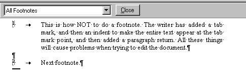 Footnote done with bad formatting